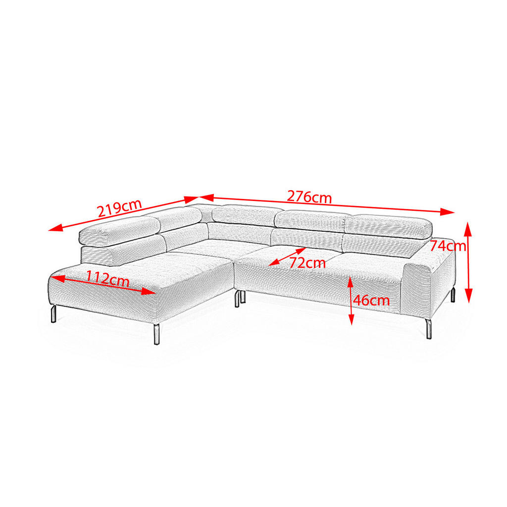 Thumbnail - Kawola Ecksofa, Silber, Schwarz, Textil, Echtholz, 4-Sitzer, Füllung: Komfortschaum, Ottomane links, L-Form, 276x219 cm,...