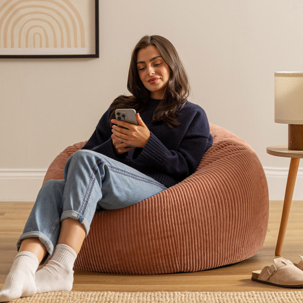 SITZSACK Klassisch Kingston, Cord - Pink, Textil (85/50/85cm) - icon