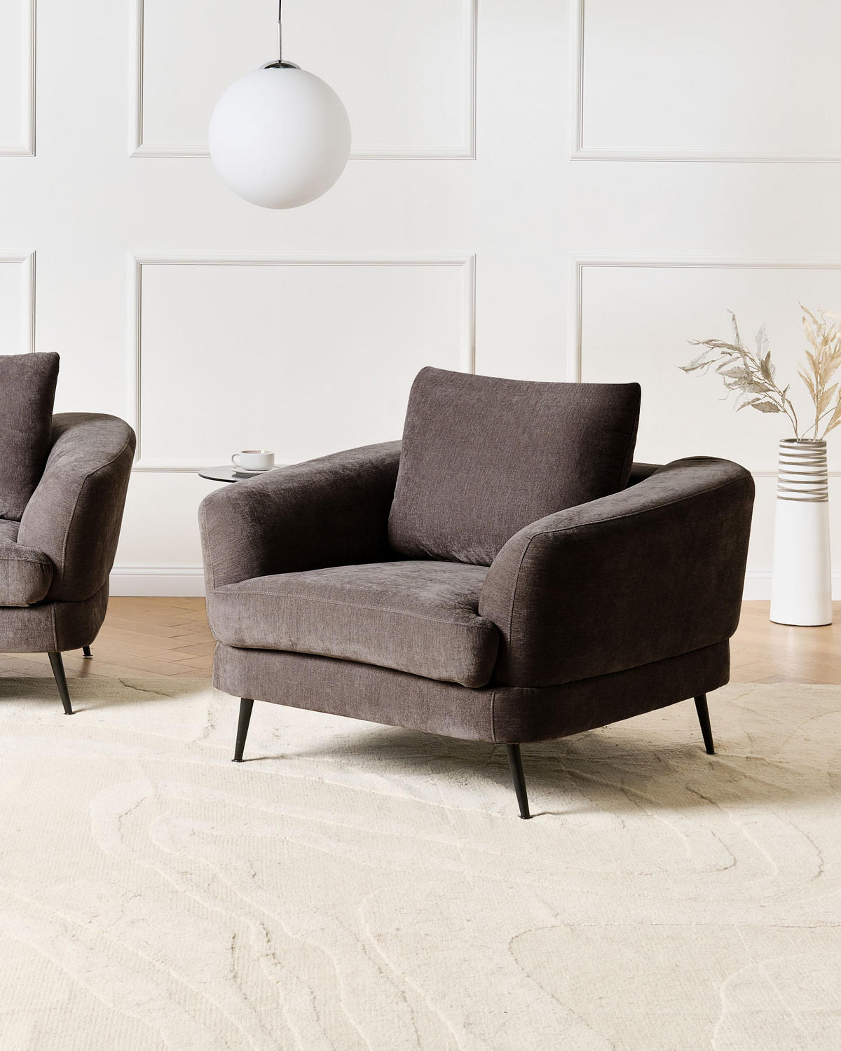 SESSEL Chenillegewebe Taupe Kjaer - Taupe, Textil (100/100/100cm) - Beliani