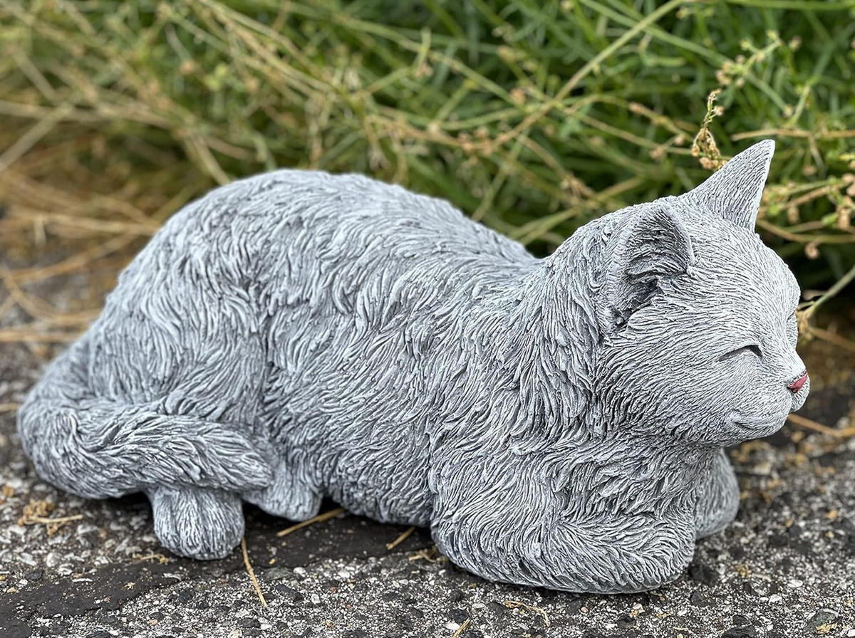 STEINFIGUR Katze Kater Timmy frostfest Gartenfigur Steinguss - Grau, Stein (15/14/27cm) - stoneandstyle
