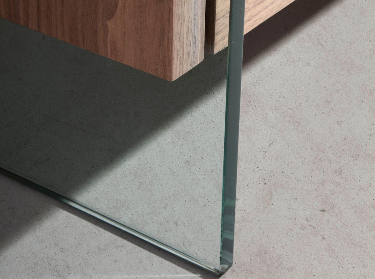 SIDEBOARD Nussbaumfurnier, 4 Türen, Beine aus gehärtetem Glas - Klar/Transparent, Naturmaterialien/Glas (170/77/43cm) - ANGEL CERDA