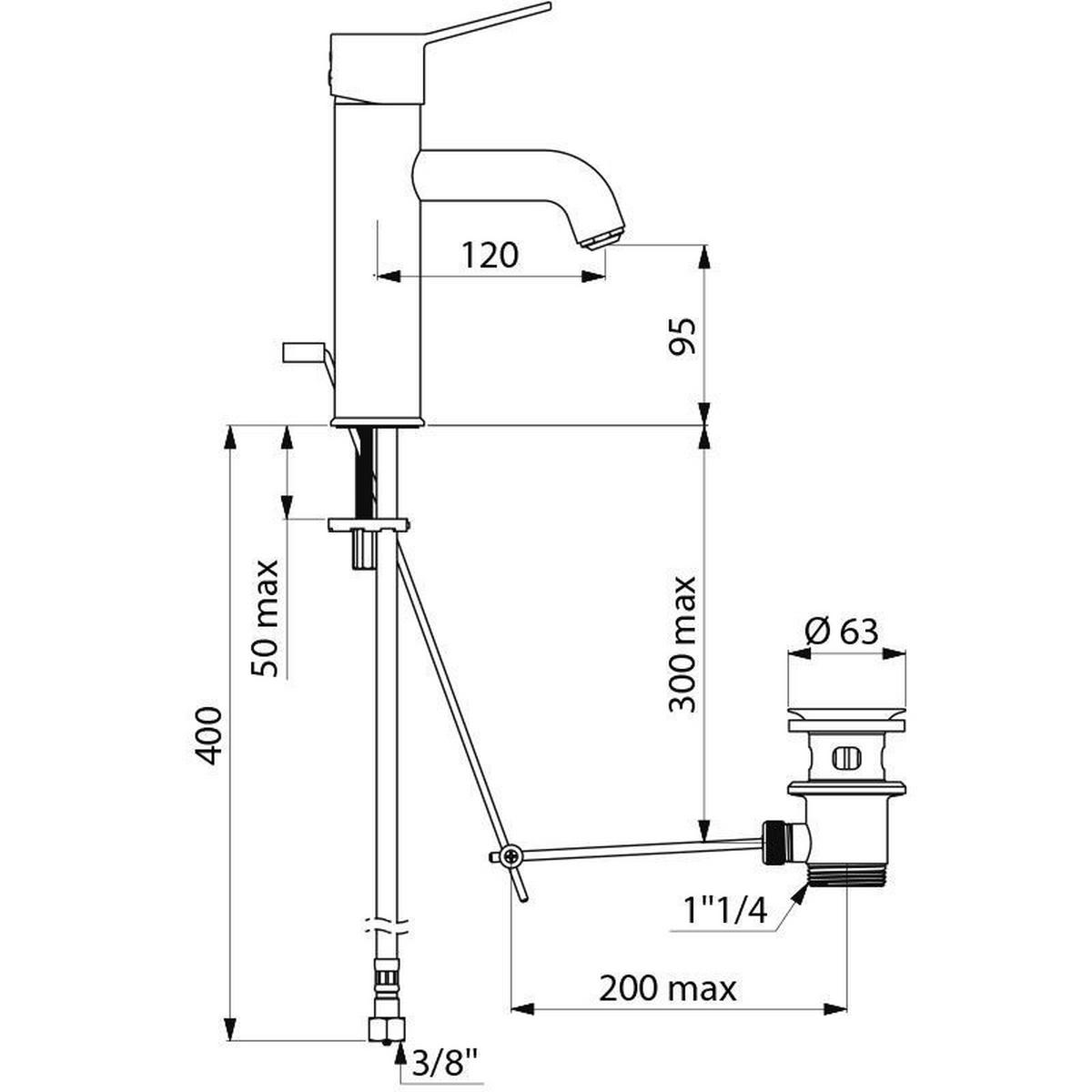 EINHEBEL-WASCHTISCHMISCHER EP H95 L120 mit BIOSAFE Strahlformer - Chromfarben, Metall (22/9.5/30cm) - Delabie