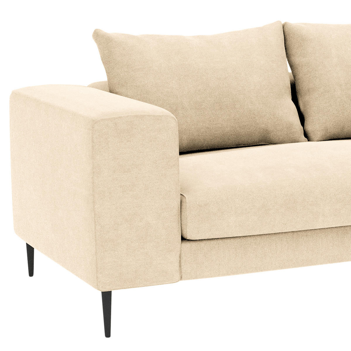 ECKSOFA met Longchair - Webstoff - Beige/Schwarz, Textil/Metall (275/170cm) - home24