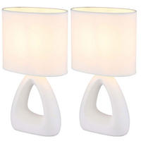 TISCHLEUCHTE Keramik Weiß 2er Set - Weiß, Textil (17/10/30cm) - Globo Lighting