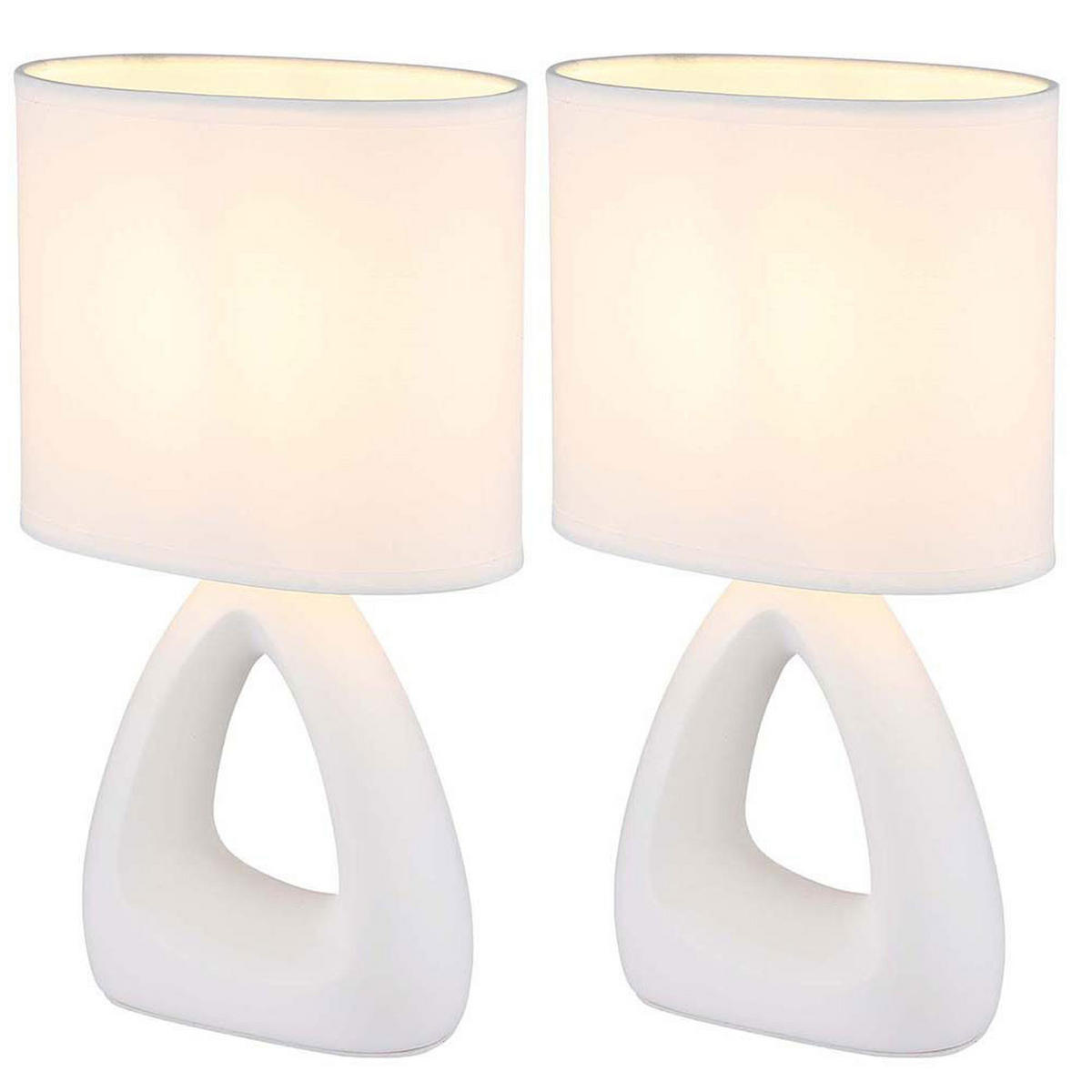 TISCHLEUCHTE Keramik Weiß 2er Set - Weiß, Textil (17/10/30cm) - Globo Lighting