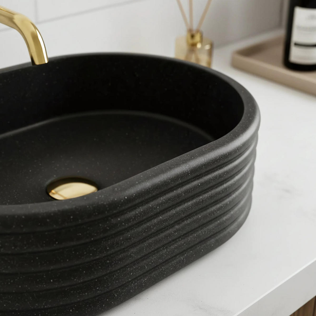 AUFSATZWASCHBECKEN Rea Nicoletta Black - Schwarz, Kunststoff (36/14/50cm) - REA