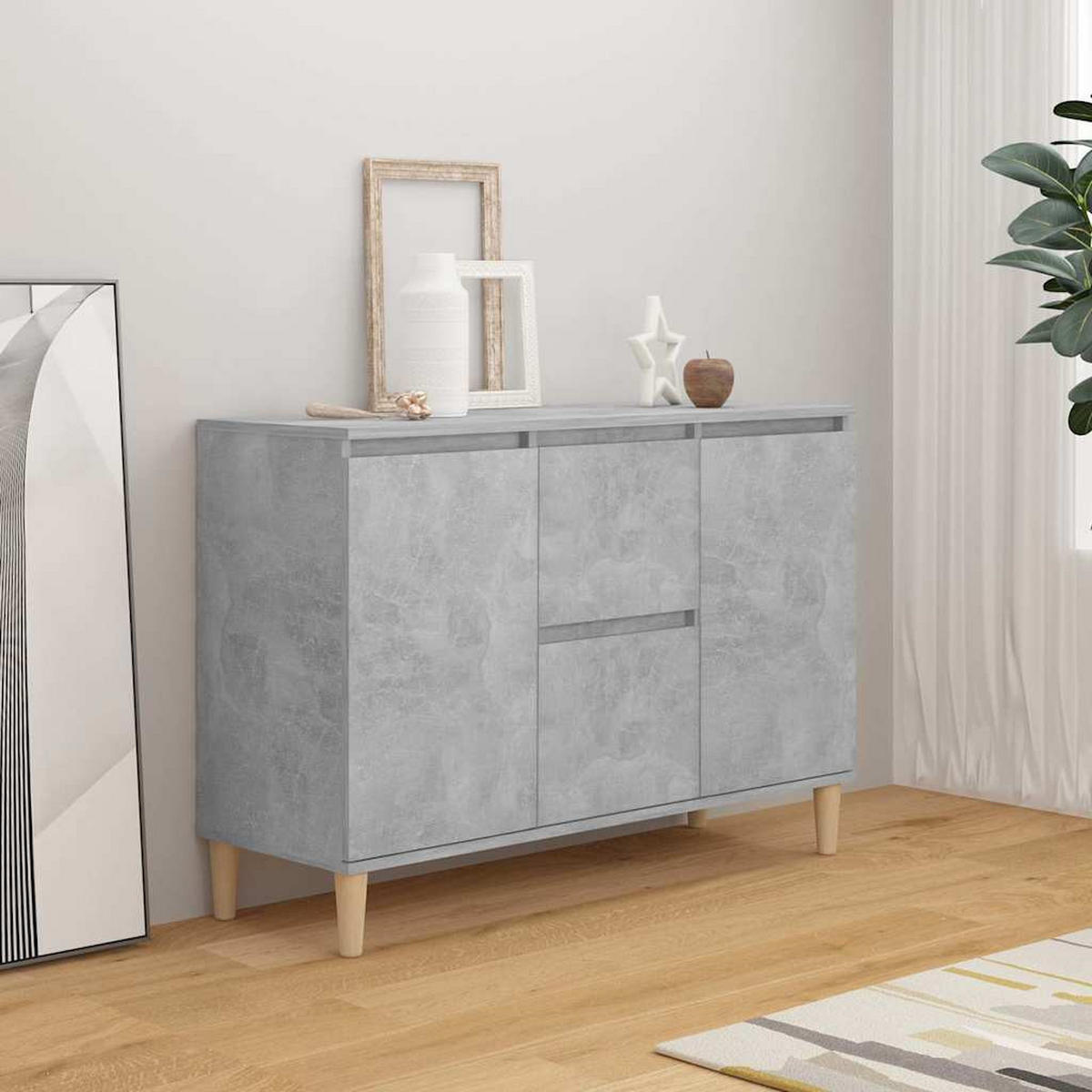 SIDEBOARD mit 2 Schubladen, 2 Türen 103,5/35/70 cm aus Holzwerkstoff Betongrau - Hellgrau/Grau, Holz (103.5/70/35cm) - vidaXL
