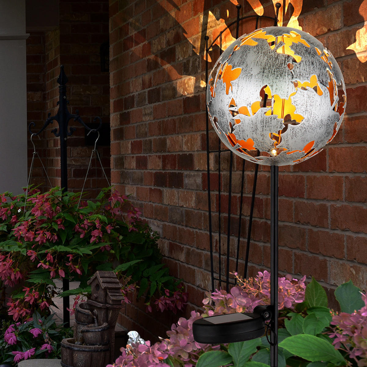 LED AUSSENLEUCHTE Metall Silber 2er Set - Silberfarben, Metall (12/12/91.5cm) - Globo Lighting