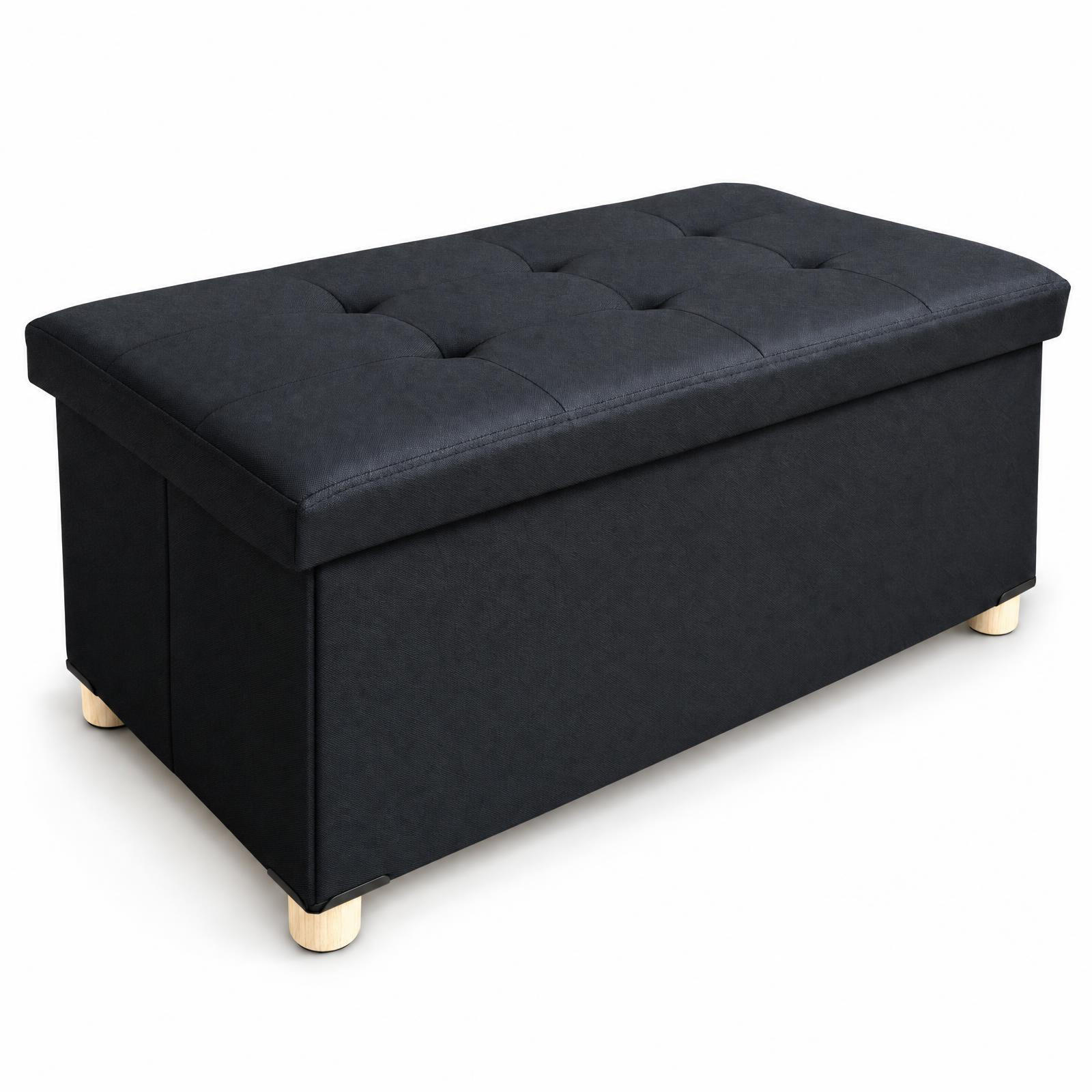 POLSTERHOCKER mit Stauraum rechteckig 76/38/38 cm - Schwarz, Textil (38/38/76cm) - SCENA LIVING