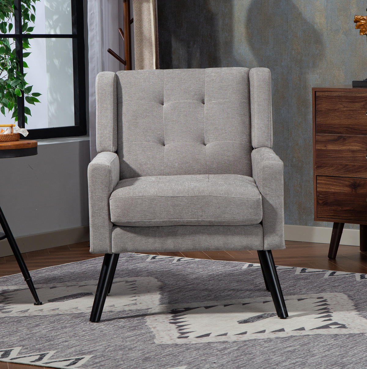 SESSEL 68/76/88 cm Light Gray aus Upholstered mit Tufting - Hellgrau, Textil (76/88/68cm) - OKMYHOME