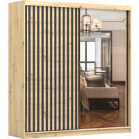 SCHIEBETÜRENSCHRANK - Vera 2D 203 - Eiche Artisan, Holzwerkstoff/Metall (203/218/61cm) - Möblo