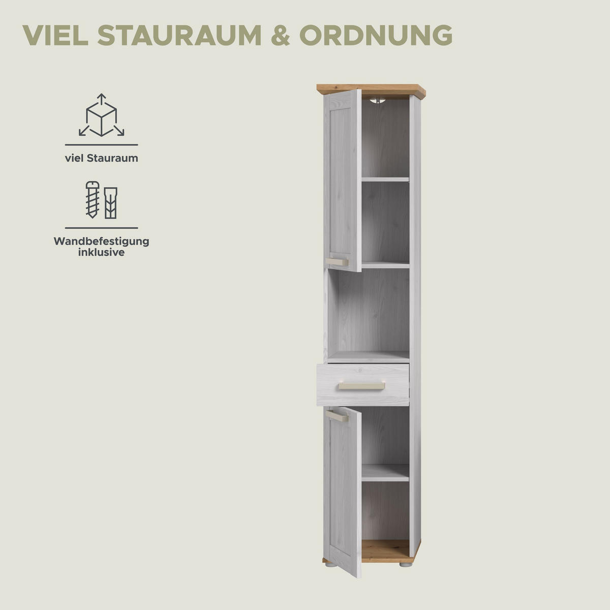 HOCHSCHRANK Siena (B/H/T: ca. 39/187/34 cm) in Sibiu Lärche Nachbildung/Sibiu Lärche Nachbildung - Lärchefarben, Holzwerkstoff (39/187/34cm)