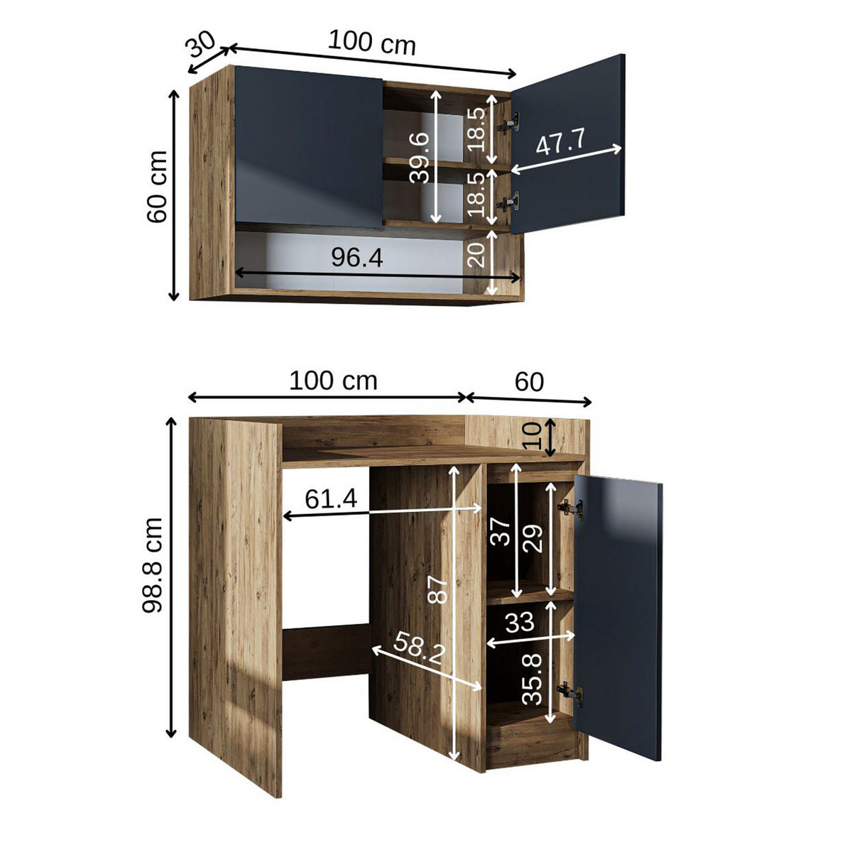 WASCHMASCHINENSCHRANK DERIN-II 100cm Breit, 189cm Hoch - Anthrazit, Holzwerkstoff (100/189/60cm)
