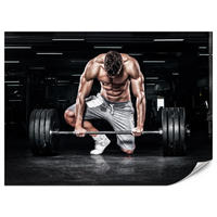 FOTOTAPETE Muskulöser Mann Fitnessstudio Training Sport 250x175 - Beige/Schwarz, Papier (250/175cm) - Muralo