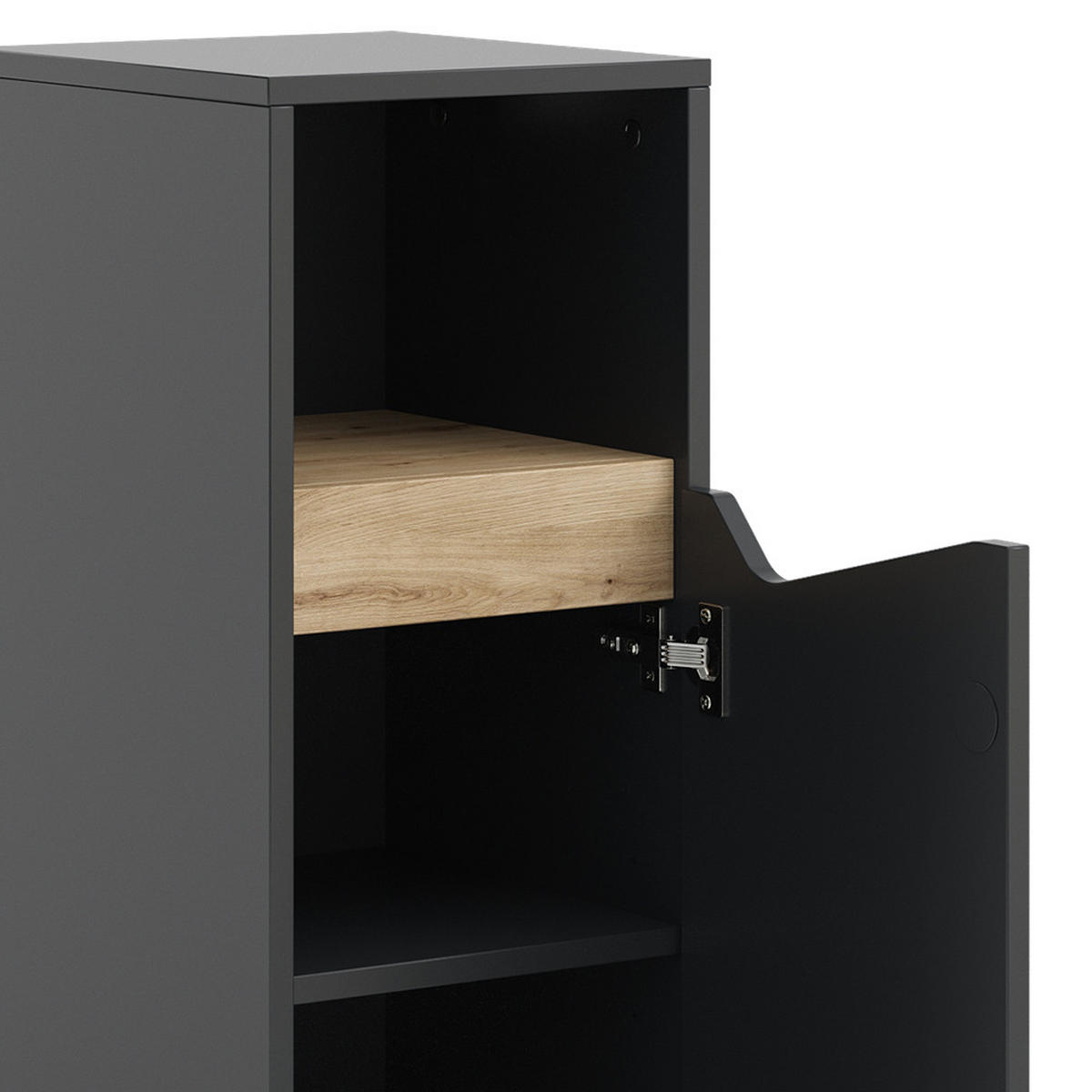MIDISCHRANK Marelle Anthrazit 30 x 74.5 cm mit Tür und offenem Fach - Anthrazit, Holzwerkstoff (30/74.5/35cm) - Vicco