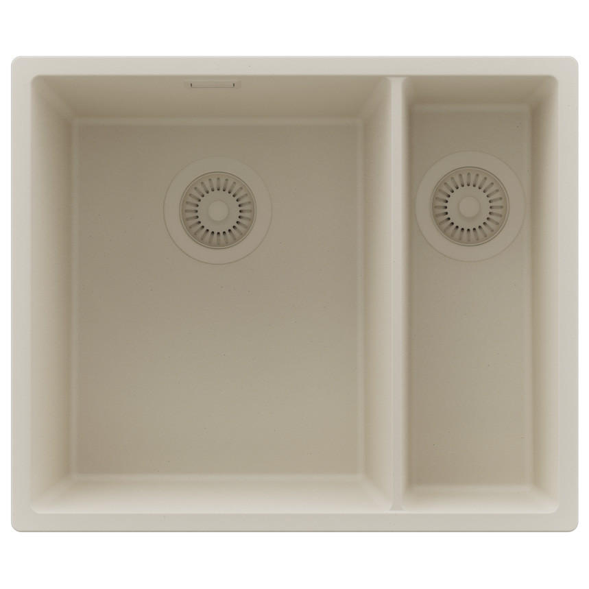 SPÜLBECKEN London Slim Duo, 2-er set Beige 56/47 cm 1,5 Becken + Ablauf-Set ab 60er Unterschrank - Beige, Kunststoff (56/20/47cm) - Primagran