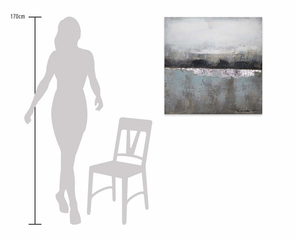 ACRYLBILD HANDGEMALT 80/80 cm - Grau, Holz/Textil (80/80cm) - KUNSTLOFT