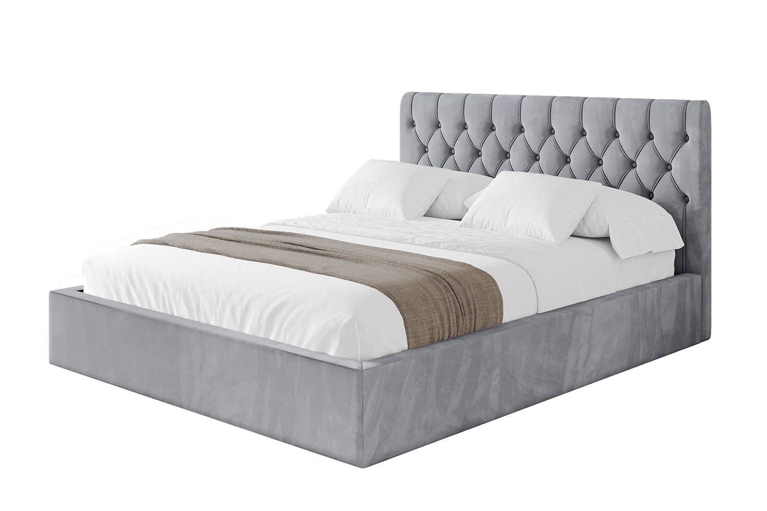 POLSTERBETT mit Bettkasten und Lattenrost, Boxbett ohne Matratze - RENO 160x200 Hellgrau - Hellgrau, Holzwerkstoff/Textil (160/200cm) - ALTDECOR