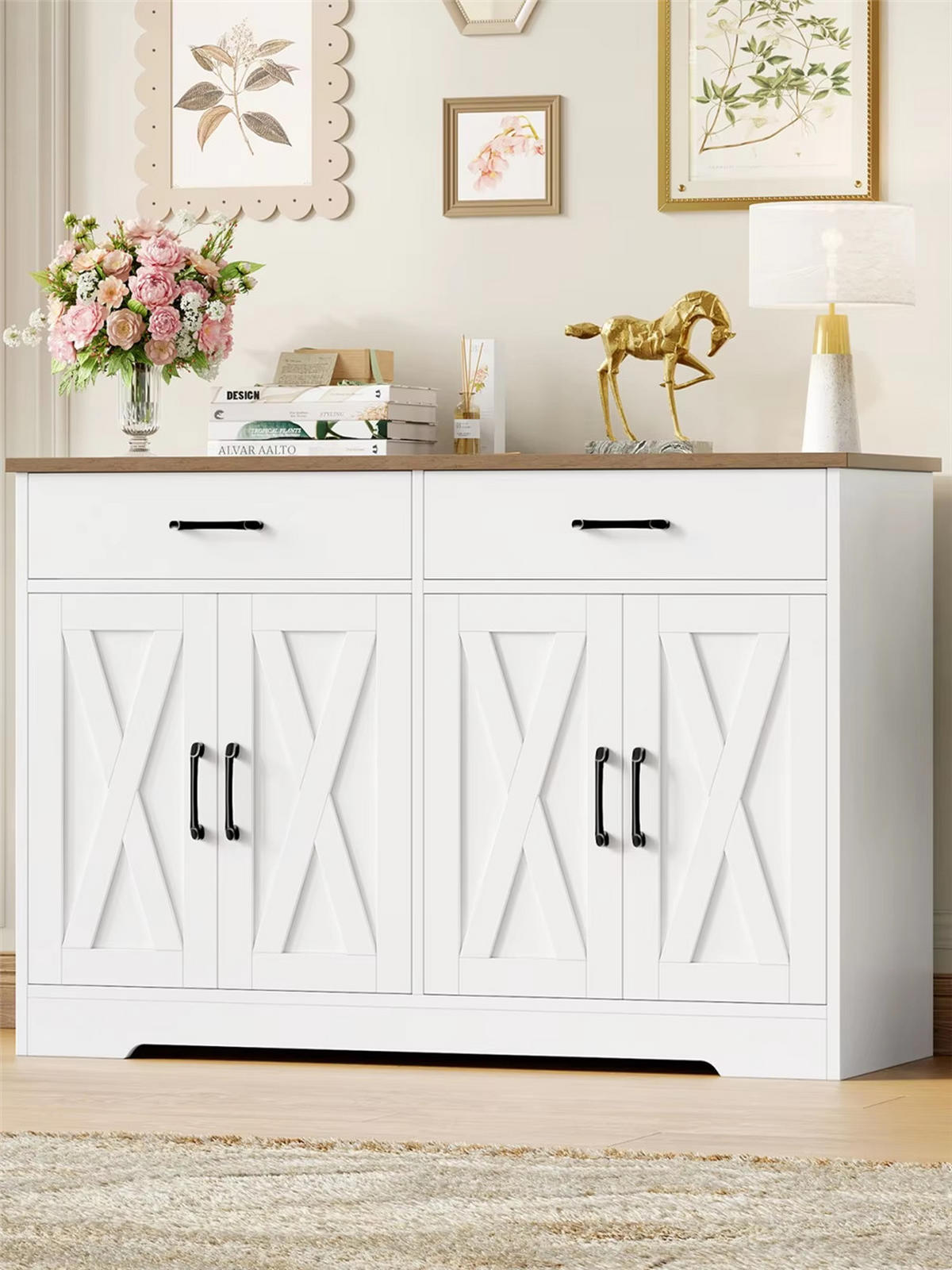SIDEBOARD 120x81x40 cm Küchenschrank mit 2 Schubladen, weiß - Weiß, Holz (120/81/40cm) - Coonoor