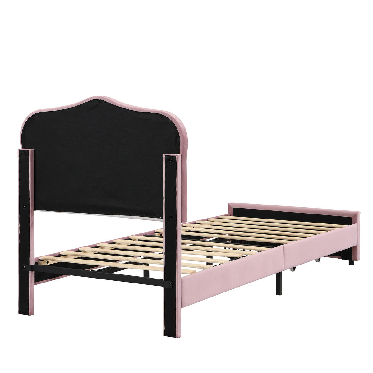 POLSTERBETT 90/200 cm mit Schublade und LED, DE-41731, in Rosa - Pink, Holzwerkstoff (90/200cm) - ComfortXL