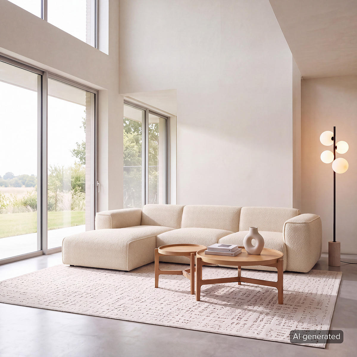 3-SITZER ECKSOFA mit Longchair - Beige/Schwarz, Kunststoff/Textil (284/173cm) - home24