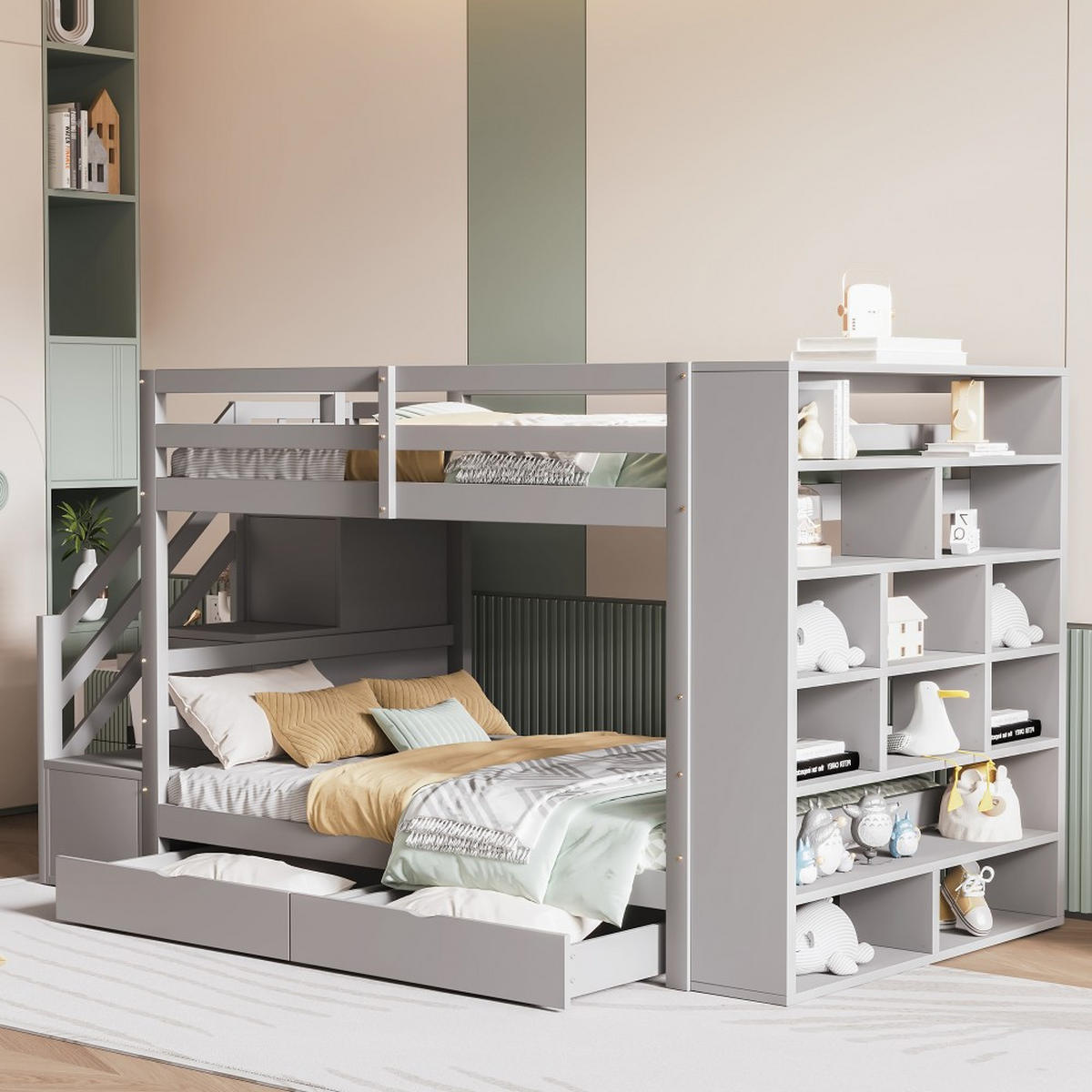 ETAGENBETT 90 x 200cm mit Lattenrost in Grau - Grau, Holz (90/200cm) - KOMHTOM