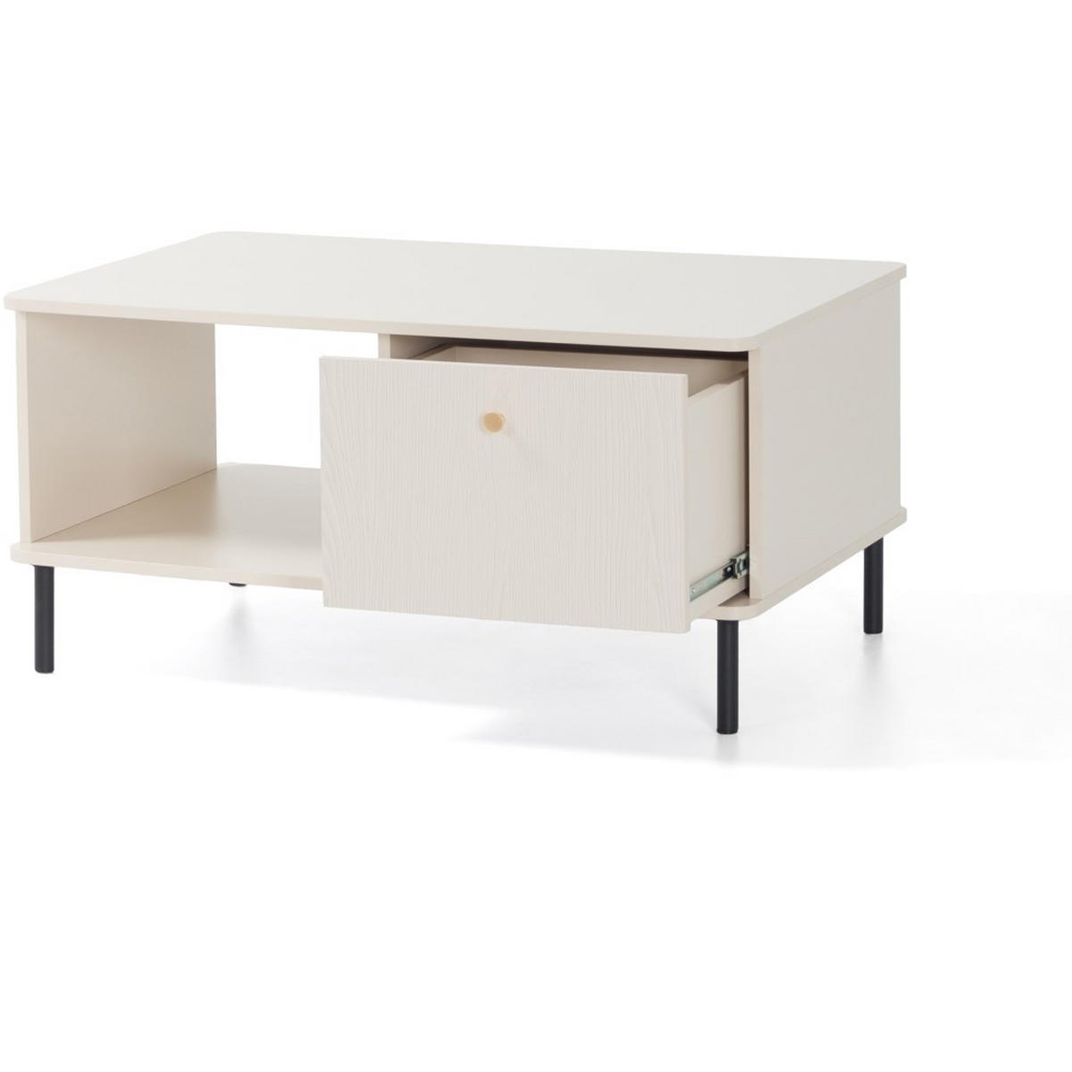 COUCHTISCH Gloria mit 1 Schubalde, 97x65 cm - Beige/Schwarz, Holzwerkstoff/Metall (65/97/47cm) - Beautysofa
