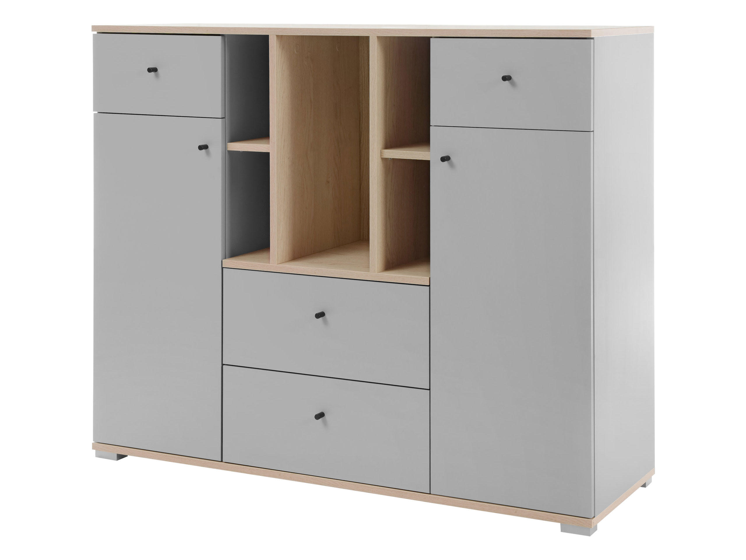 KOMMODE Oro OR04 - Schwarz/Naturfarben, Holzwerkstoff/Kunststoff (40/100/120cm) - MIRJAN24