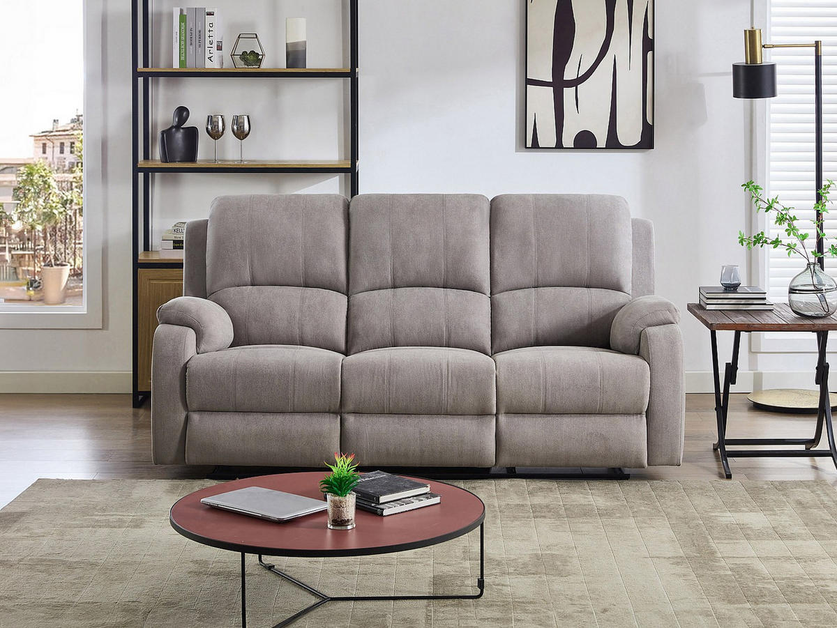 RELAXSOFA - 3 Personen - stoff - hellgrau Brody - Hellgrau, Textil (202/99/98cm) - Vente-Unique