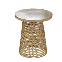 SOFAECKE mit Bambusplatte und Rattan-Fuß - Apfelbaumfarben, Naturmaterialen (40/40/45cm) - Calicosy