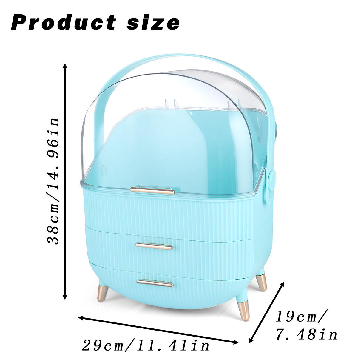 KOSMETIK ORGANIZER Seraphina 29/19/38 cm - Hellblau, Kunststoff (19/38/29cm) - ZMH