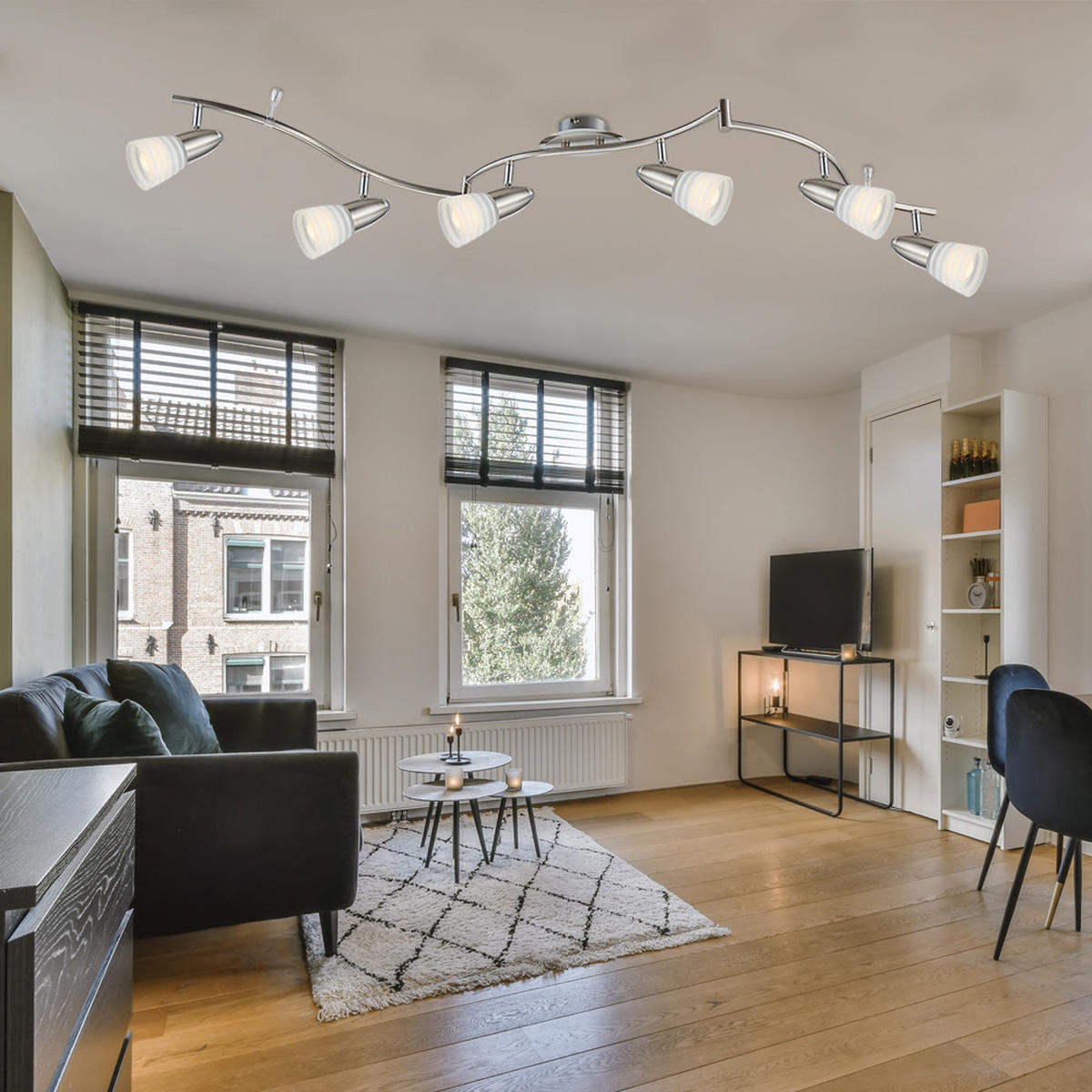 LED DECKENLEUCHTE Metall Chrom Silber - Silberfarben, Glas (145/27.5/18.5cm) - Globo Lighting