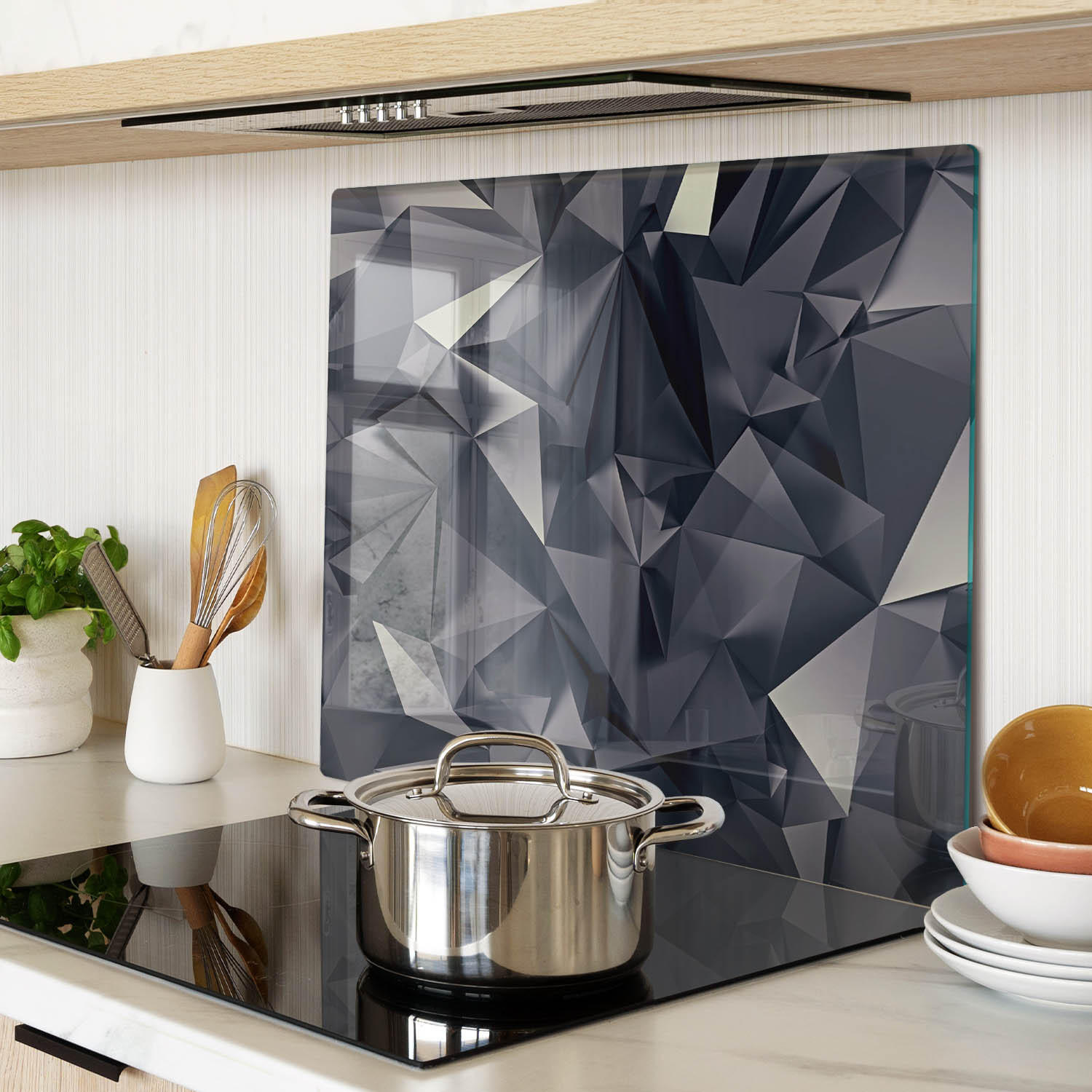 GLASPLATTE 60x52 cm Abstrakt - Schwarz, Glas (60/0.4/52cm) - TULUP