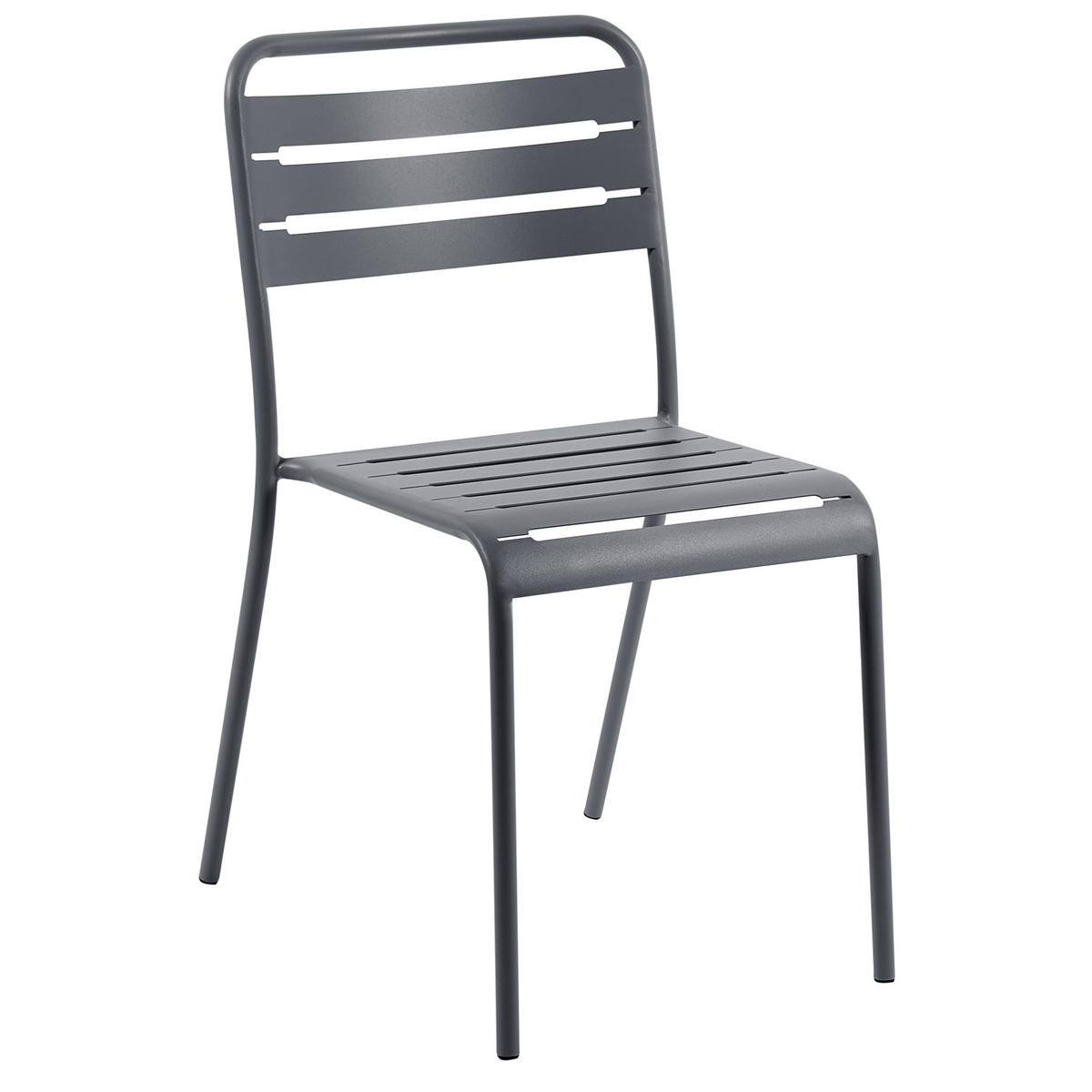 GARTENSTUHL 2er-Set Metall Dunkelgrau Lefkada - Dunkelgrau, Metall (38/80/54cm) - Beliani