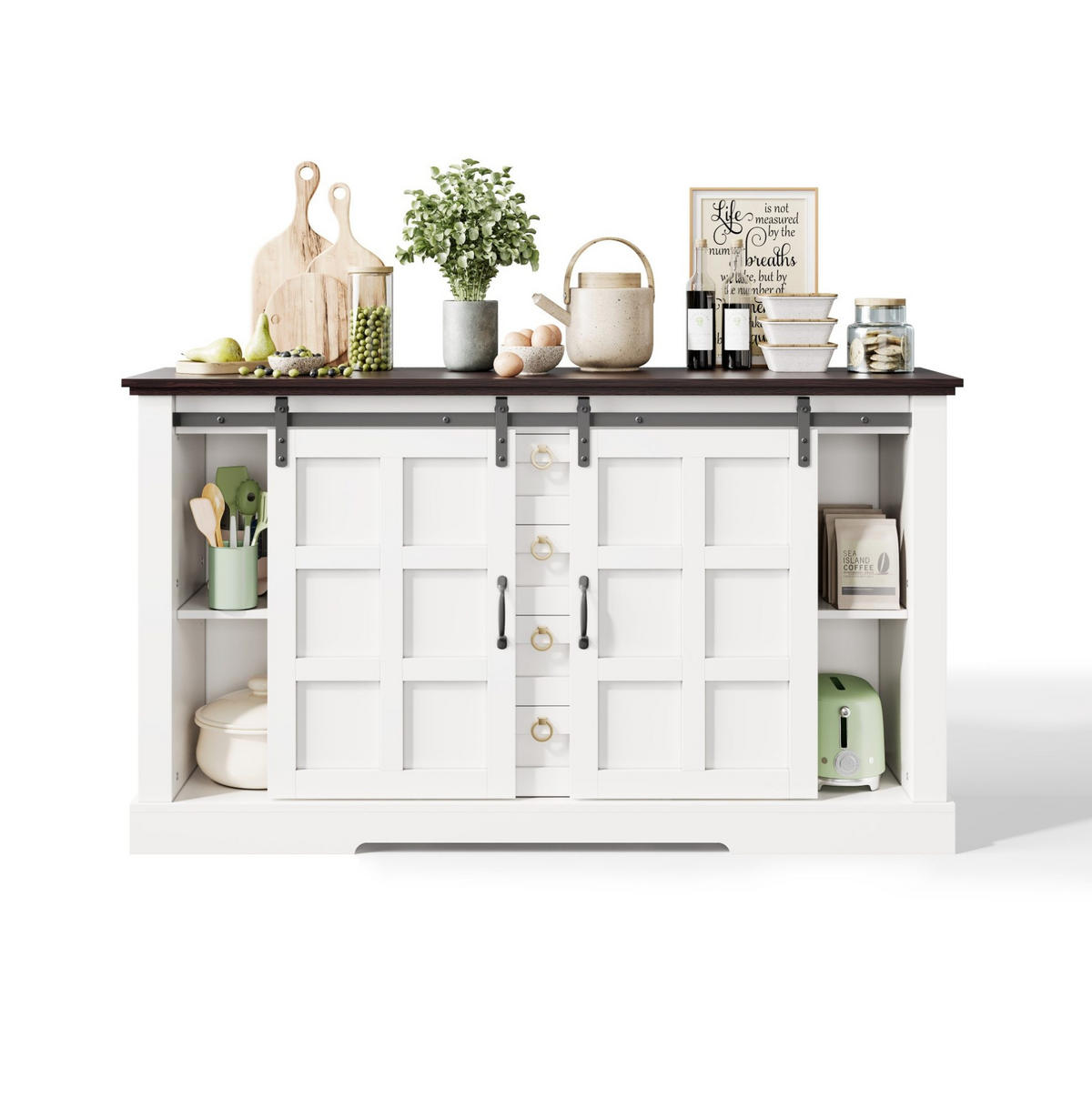 SIDEBOARD 150/40/85 cm Weiß aus MDF mit Schiebetüren - Weiß, Holzwerkstoff (150/85/40cm) - OKWISH