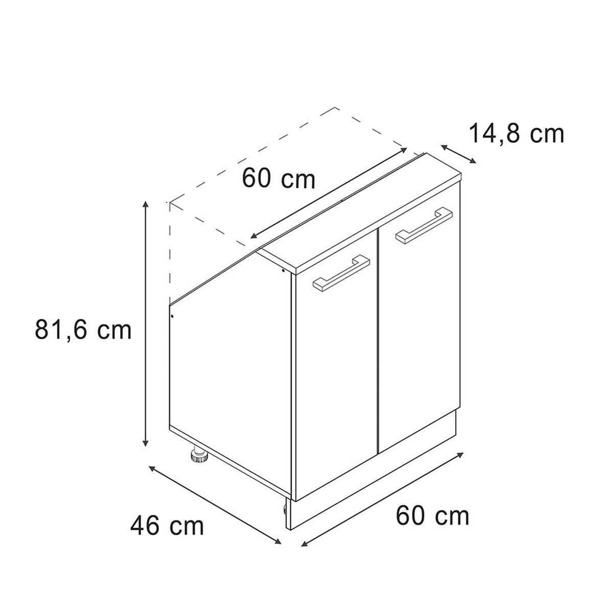 KUCHYŇSKÁ SKŘÍŇKA POD ŠIKMOU STŘECHU R-Line Černý beton/bílá - bílá/černá, kompozitní dřevo (60/81.6/46cm) - Vicco