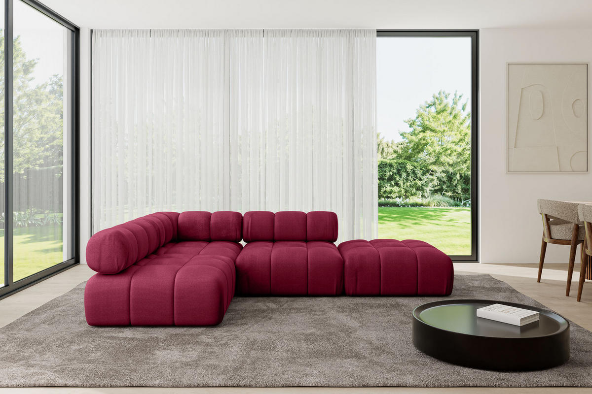 ECKSOFA modulares Sofa Favio-L1 - 285x190x70 cm Bordeauxrot Velours - Bordeaux, Holzwerkstoff/Textil (285/190cm) - ALTDECOR