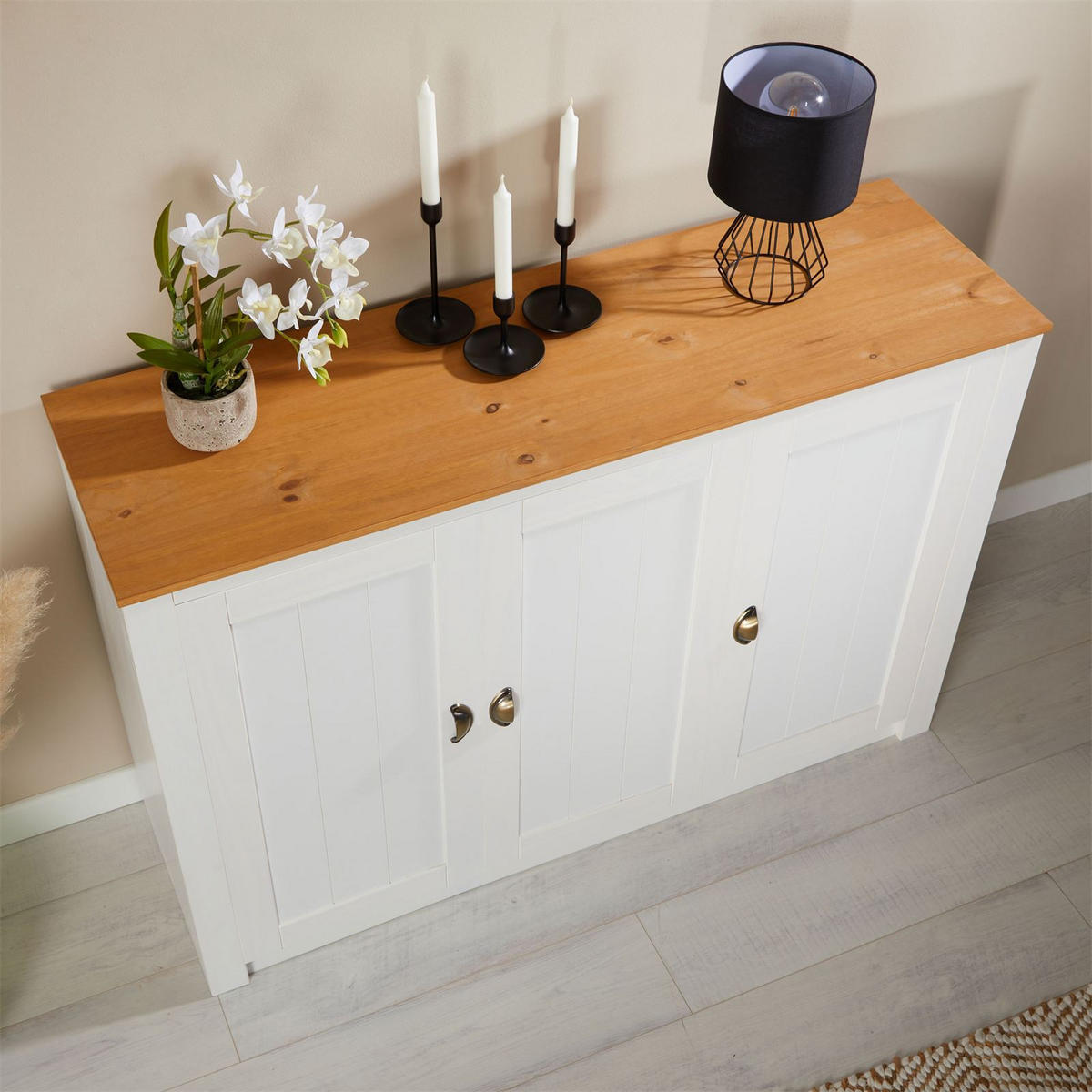 SIDEBOARD BOLTON - Weiß/Braun, Holz (130/88/40cm) - IDIMEX