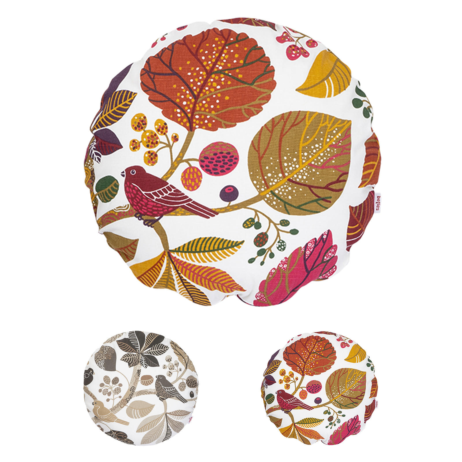 KISSENHÜLLE Rund Zauberwald elfenbein-bunt Baumwolle 40 cm Ø - Ecru/Multicolor, Textil (40/40cm) - beties Heimtextil