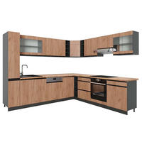 HÖRNKÖK R-Line, Goldkraft ek/antracit, 277 x 257 cm J-Shape, AP Ek - Honungsek/Antracit, Träbaserade material (277/81.6/60cm) - Vicco