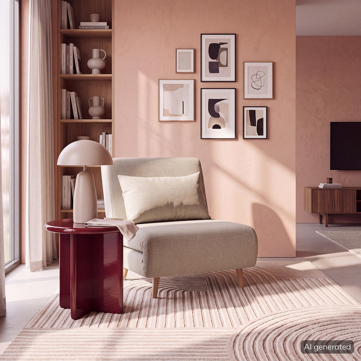 SCHLAFSESSEL - Textil / Teilmassivholz - Buchefarben/Cappuccino, Holz/Buchenholz (77/81/90cm) - home24
