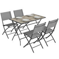 GARTENMÖBEL Set 5-teilig,klappbar Tisch+4 atmungsaktive Stühle - Grau, Metall - Vallsero