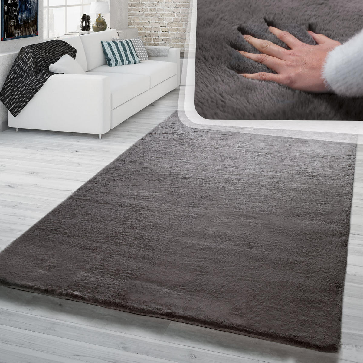 HOCHFLORTEPPICHE Dunkelgrau 100 x 200 cm - Dunkelgrau, Kunststoff (100/200cm) - TT Home