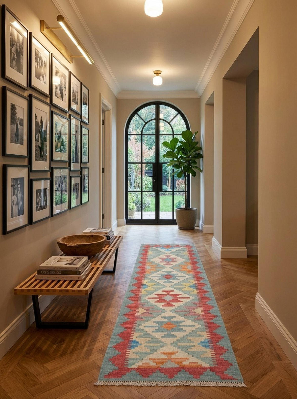 LÄUFER Gashgai Kelim Blau, Bunt 186/55 cm Schurwolle - Multicolor, Textil (55/186cm) - Looma