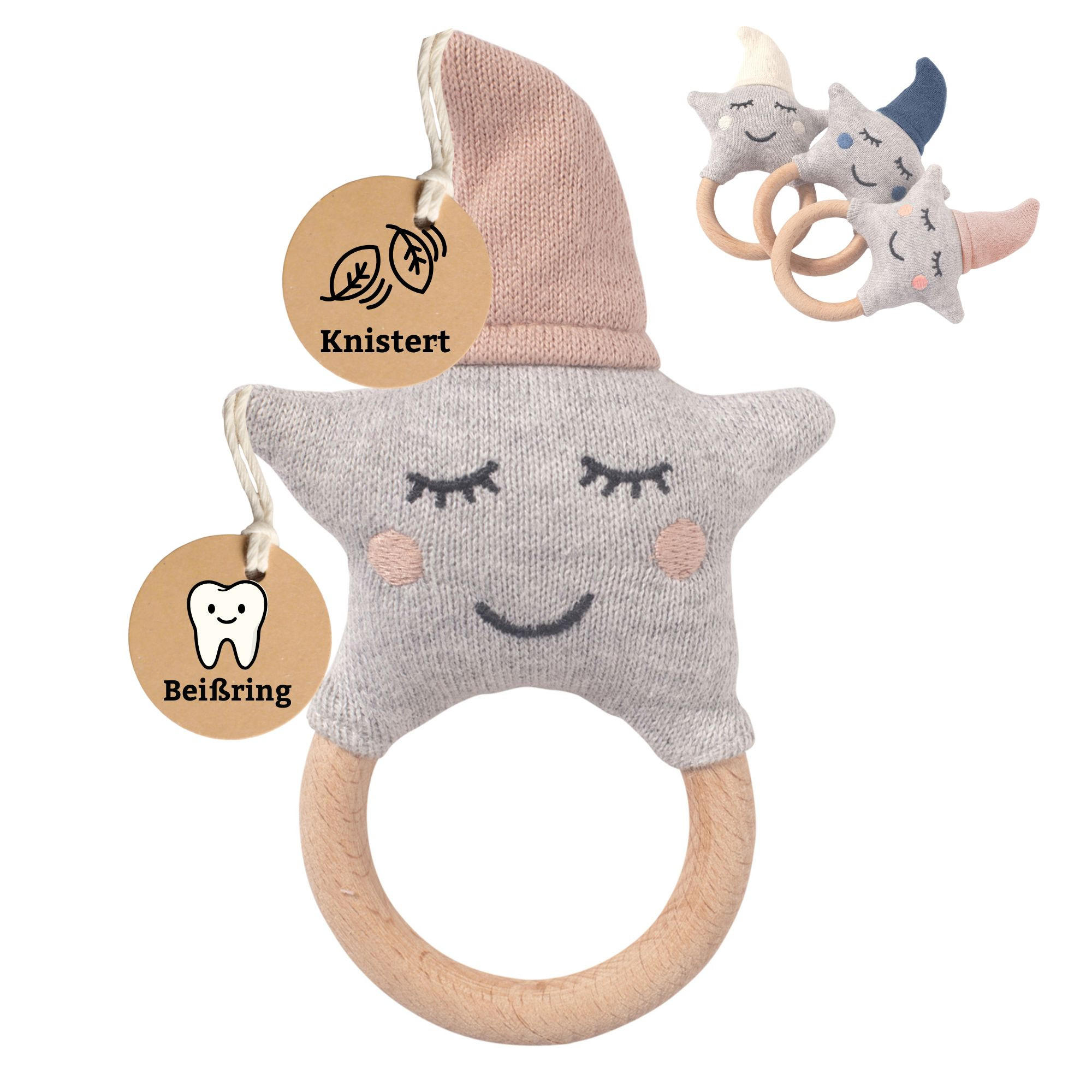 BABY-RASSEL Stern Natur - Naturfarben, Textil (10/2/16cm) - nordic coast company