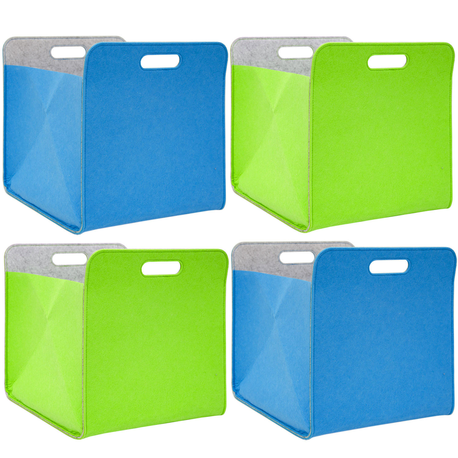 AUFBEWAHRUNGBOX 4er Set 33/38, grünblau - Blau/Grün, Kunststoff (33/33/38cm) - Dunedesign