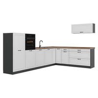 ROHOVÁ KUCHYŇA R-Line, Biely vidiecky dom/antracitová, 327 x cm Goldkraft tammi työtaso - biela/antracitová, kompozitné drevo (327/143/60cm) - Vicco