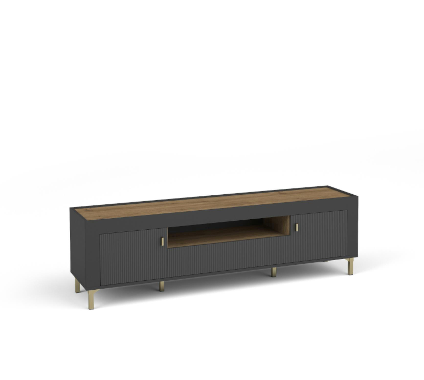 TV-SCHRANK Mossa Schwarz - Goldfarben/Schwarz, Holzwerkstoff (177/52/40cm) - Bettso
