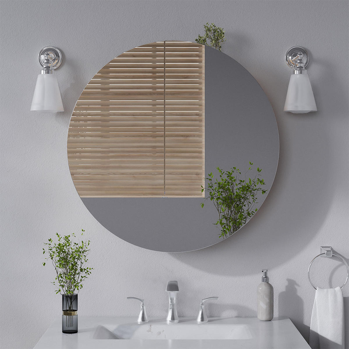 BADSPIEGELSCHRANK Loki Goldkraft Eiche 70 x 70 cm mit 2 Fächern - Eiche Wotan, Holzwerkstoff (70/70/17.4cm) - Vicco