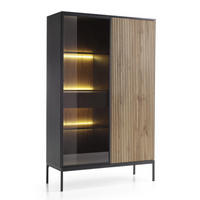 VITRINE Weiß SANTI Mit Lamellen Und LED-Beleuchtung - Multicolor, Holzwerkstoff (104/166/39cm) - Sepro Meble